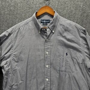 Ralph Lauren Yarmouth 100% Cotton Shirt  Sz 16 1/2 36/37 White Navy Houndstooth